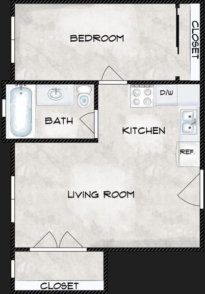 Floor Plan - One Bedroom/ One Bathroom
