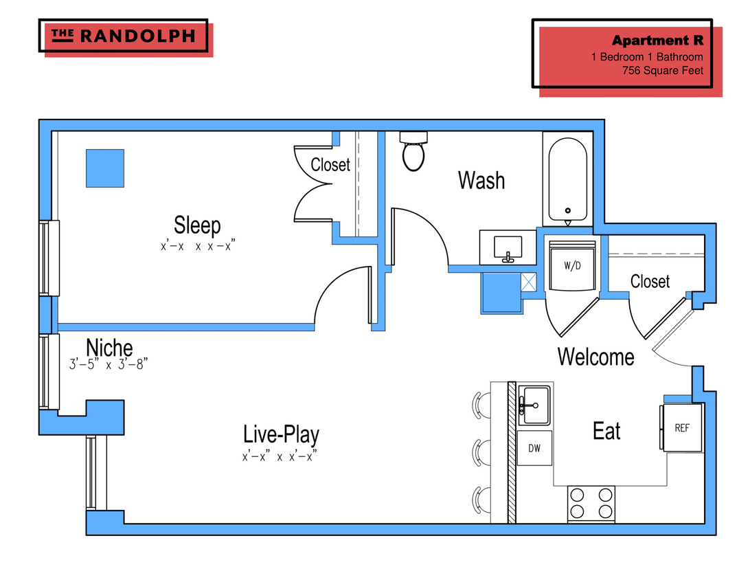 Floor Plan - 1 Bed 1Bath RPQ