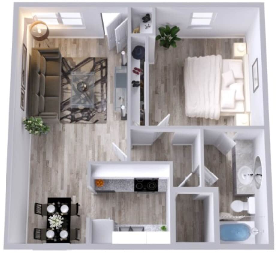 Floor Plan - 1 bed 1 bath