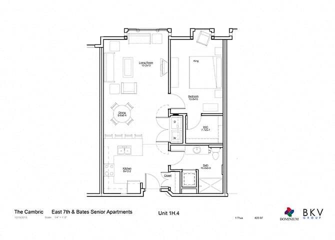 Floor Plan - One Bedroom N