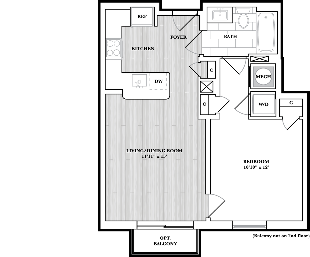 Floor Plan - 1 Bed/1 Bath