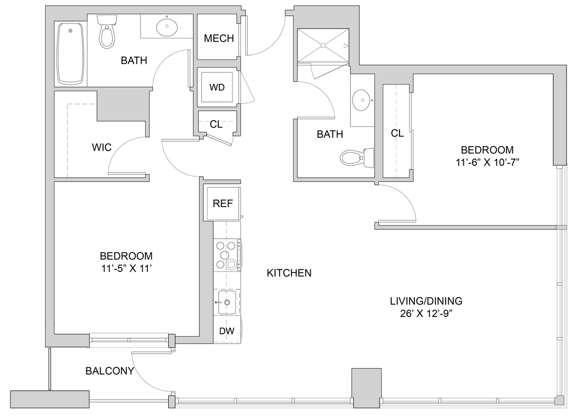 Floor Plan - 2 Bed_2 Bath-A2_2BR_B