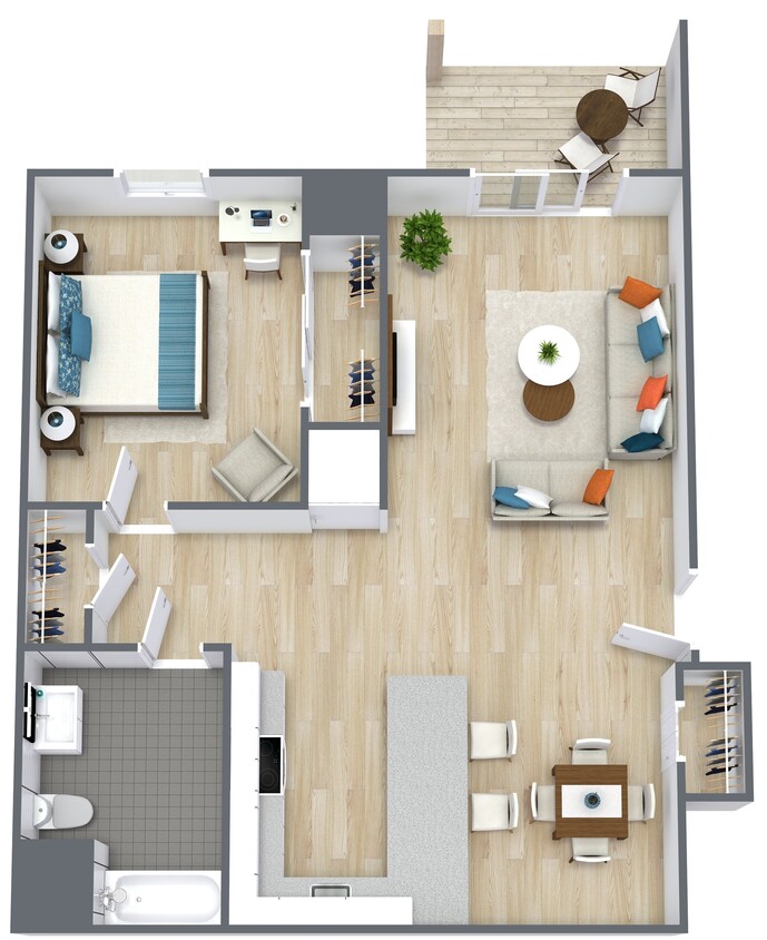 Floor Plan - One Bedroom One Bathroom