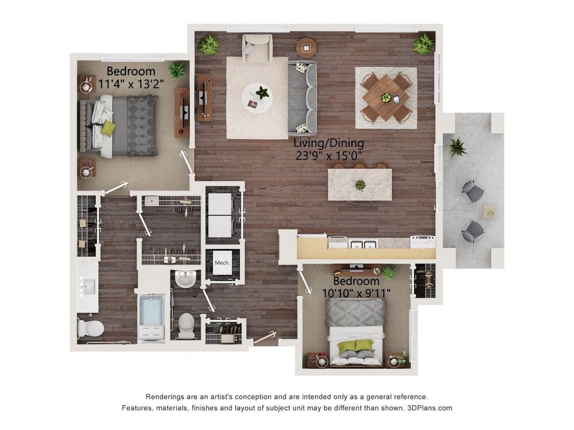 Floor Plan - Two Bedroom - 2CA