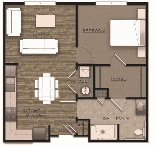 Floor Plan - 1 Bedroom