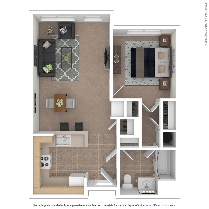 Floor Plan - 1 Bedroom , 1 Bath 