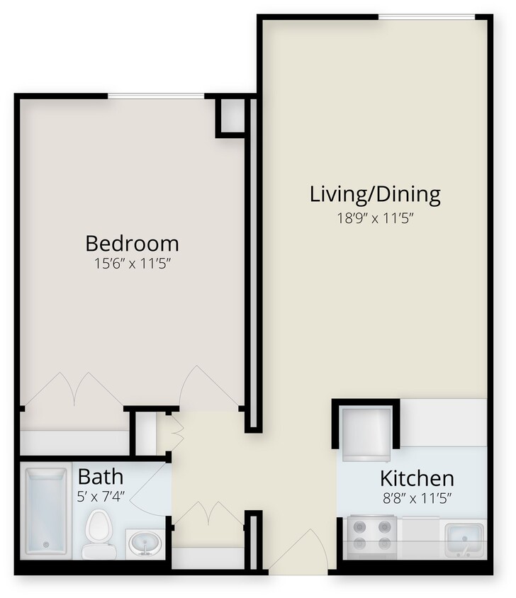 Floor Plan - Village at Brookline One Bedroom Flat