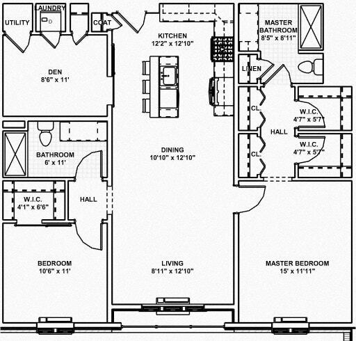 Floor Plan - 10 - 2 Bed, 2 Bath, 1 Den