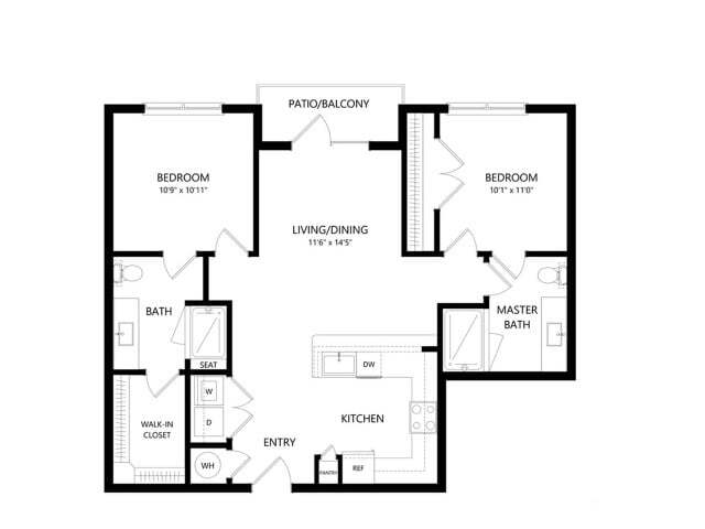 Floor plans are artist’s rendering. All dimensions are approximate. Actual product and specifications may vary in dimension or detail. Not all features are available in every apartment. Prices and availability are subject to change. - B4
