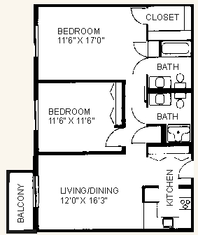 2BR/2BA - 2Bedroom/2Bathroom
