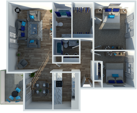 Two Bedroom Two Bathroom Premium Upgraded Floorplan - Two Bedroom Two Bathroom Premium