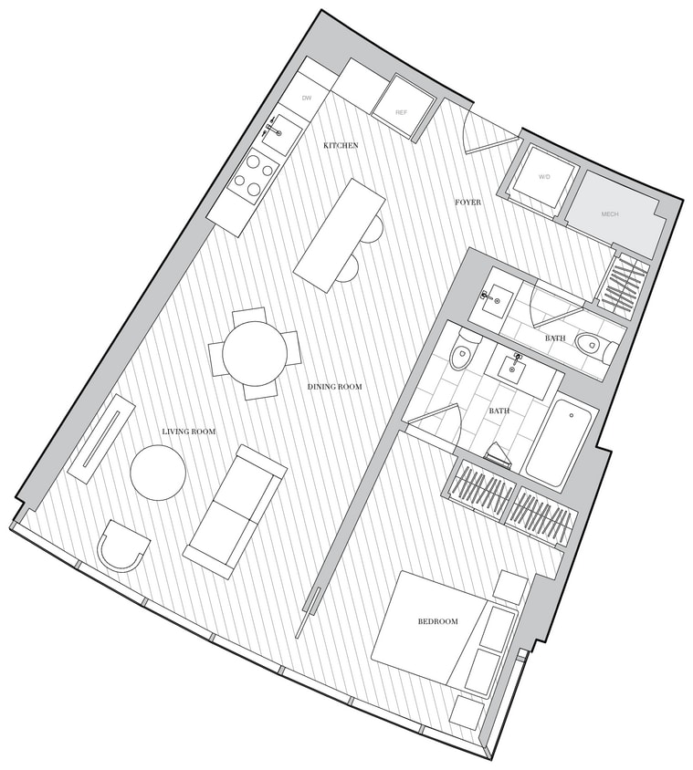 Floor Plan - 1 Bed 1 5 Bath B1 5A