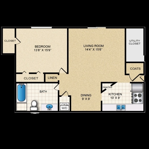 1BR/1BA - 1x1