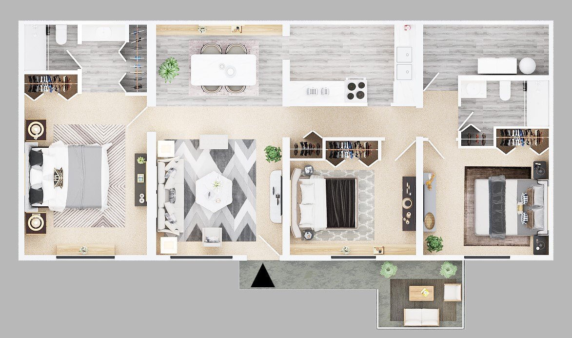 Floor Plan - Three Bedroom Two Bath