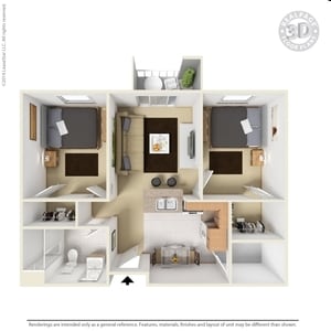 2BR/1BA - Portofino 2 Bedroom