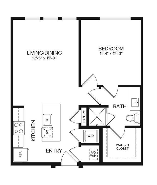 A1 | 1 bed 1 bath | 700 sq ft - A1