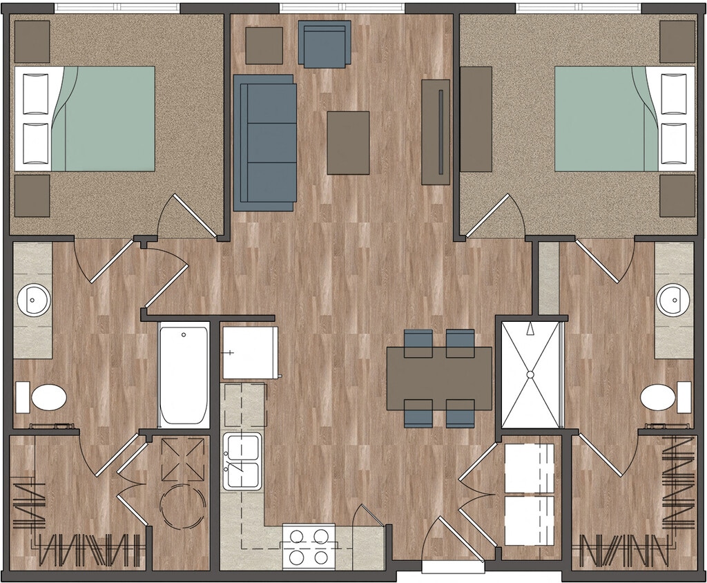 Floor Plan - 2 Bedroom 2 Bath 