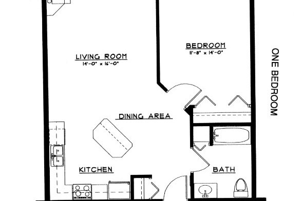 Floor Plan - One Bedroom One Bath