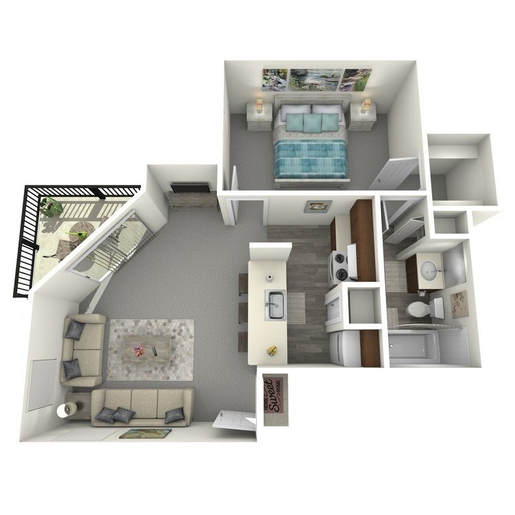 Floor Plan - Ash - 1 Bed, 1 Bath