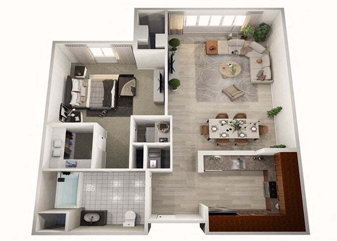 Floor Plan - 1 Bedroom 1 Bath