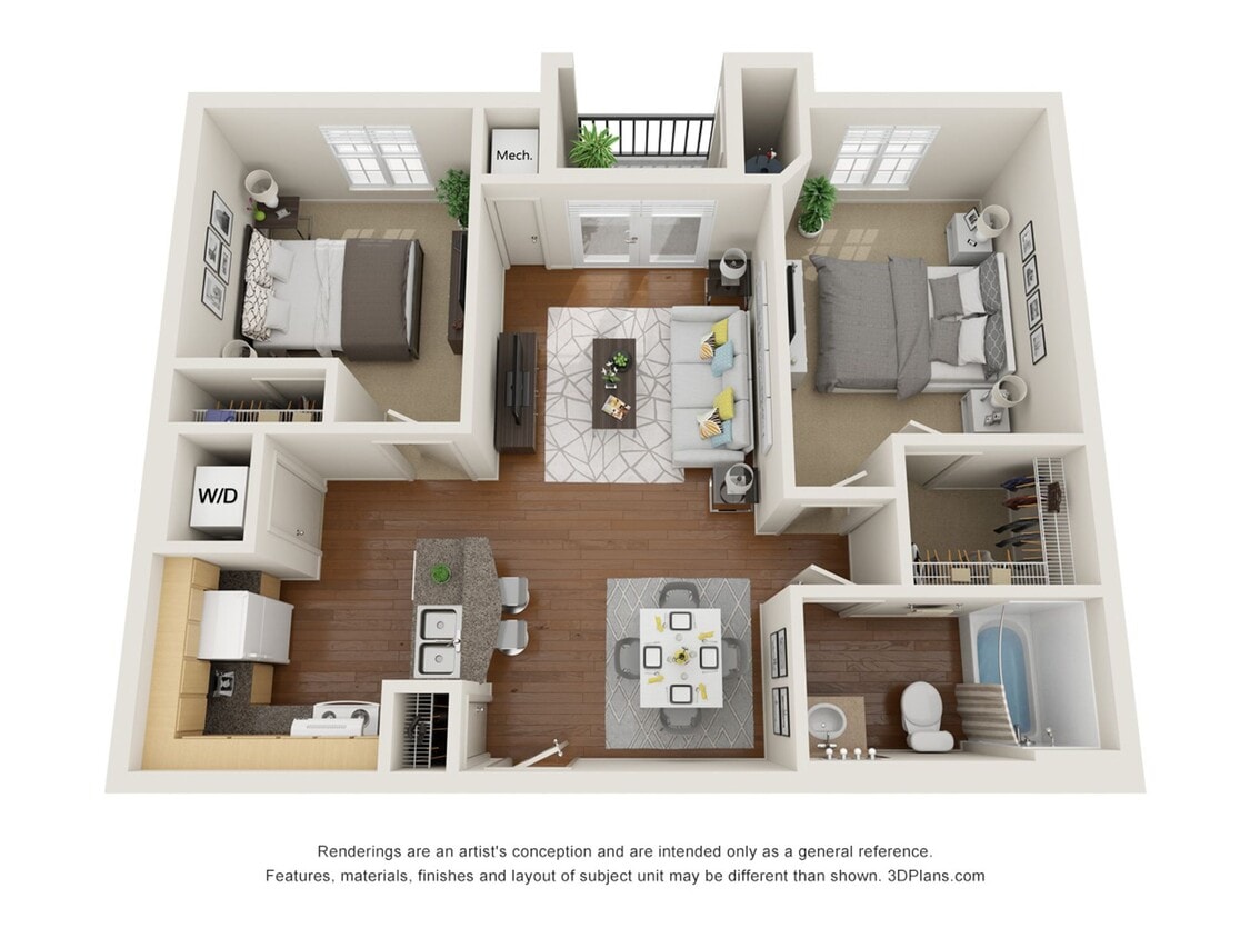 Floor Plan - 2 Bedroom - 1 Bath - 50% AMI Income Restricted