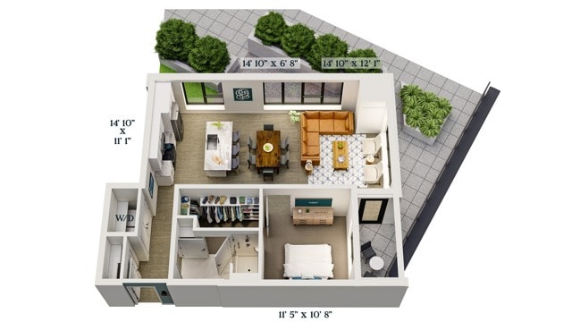 B9 | 1x1 | 863 sq ft - B9