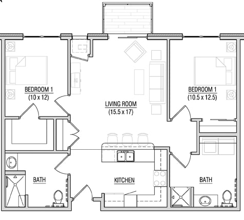2BR/2BA - 2x2