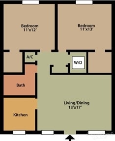 2BR/1BA - 3 bedroom