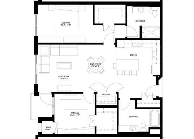 Floor Plan - Two Bedroom D 