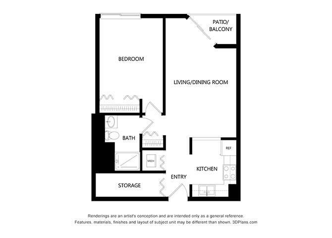 Floor Plan - One Bedroom - 62+