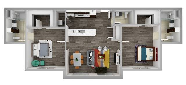 Oak 3D Floor Plan - Oak