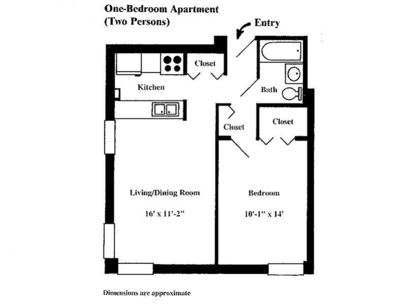 Floor Plan - 1 BED, 1 BATH