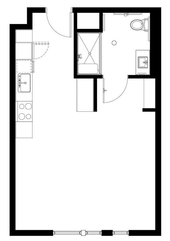 Floor Plan - Studio 1 Bath S4A
