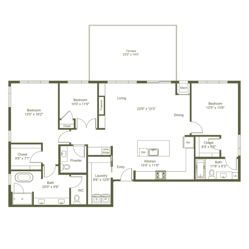 Floor Plan - Ferndale - D3 - Penthouse