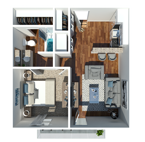 1B1BA - 1 Bedroom 1 Bath