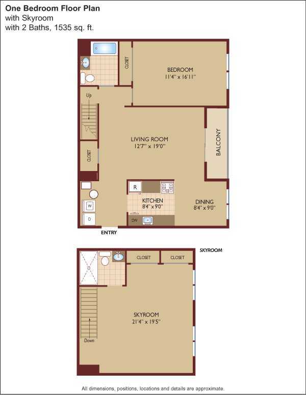 Floor Plan - $1.78/sq.ft. - One Bedroom with Skyroom