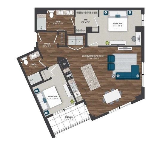 TH2 | 2x2 | 1151 sq ft - TH2