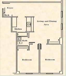 2BR/1BA - 2 Bedroom
