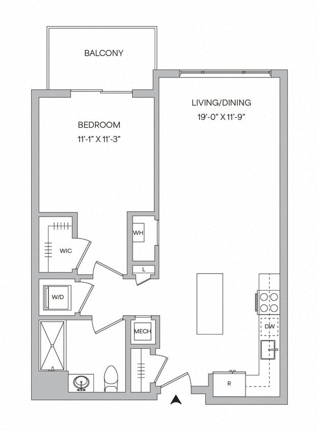 Floor Plan - A21 - 1BR 1BA (753 SF)