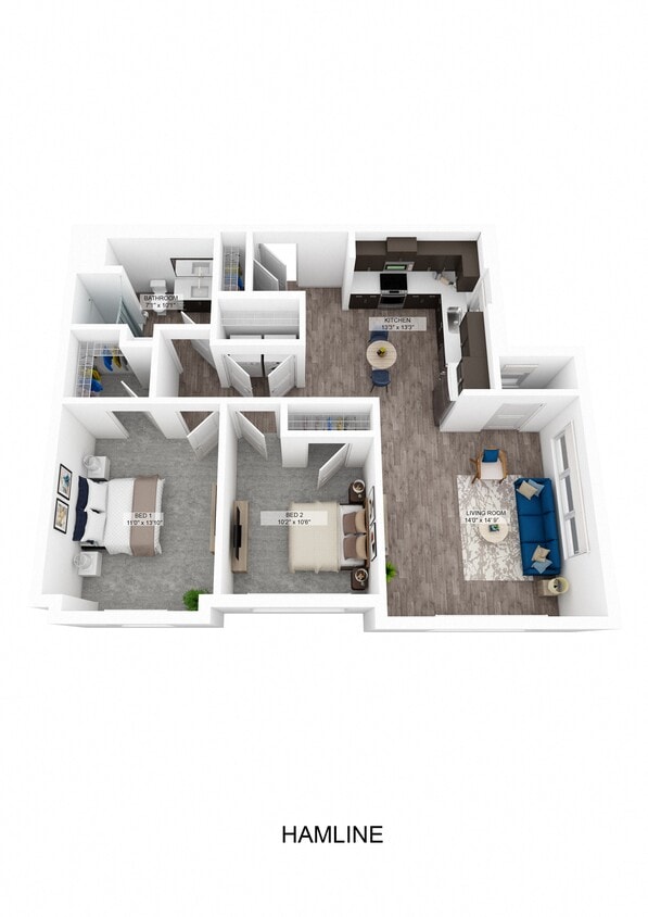 Floor Plan - Hamline (2 Bedrooms)