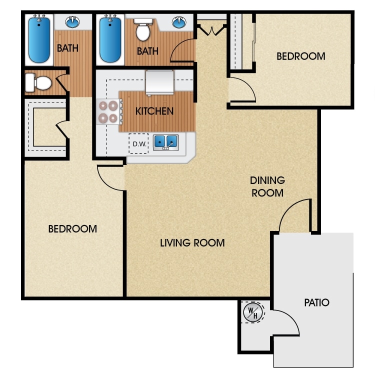 2x2.png - 2 Bed 2 Bath