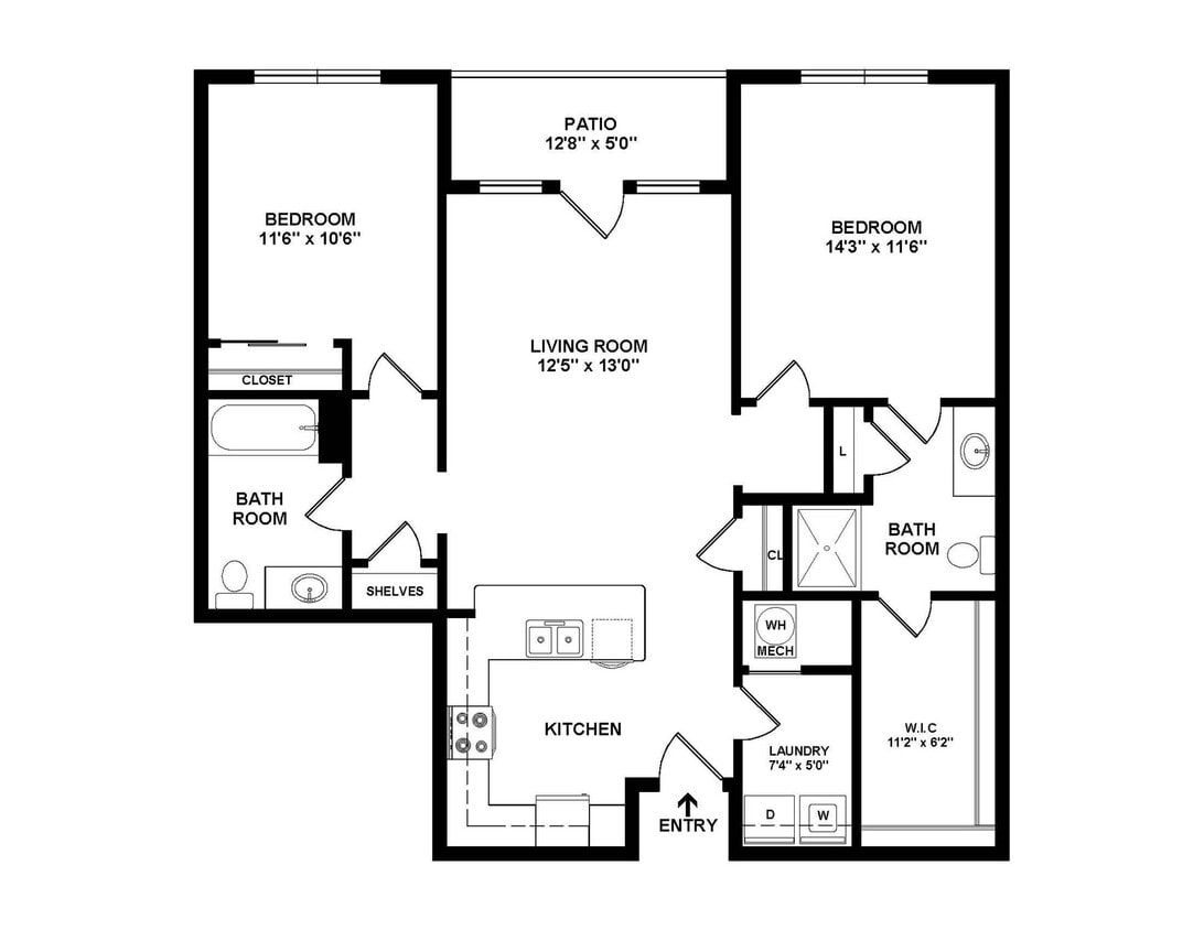 Floor Plan - 2 Bedroom Craftsman Select