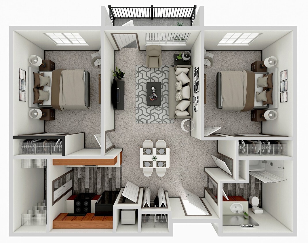 Floor Plan - Two Bedroom One Bathroom