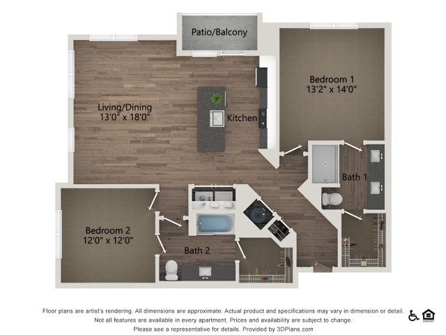 B2B | 2 bed 2 bath | 1237 sq ft - B2B