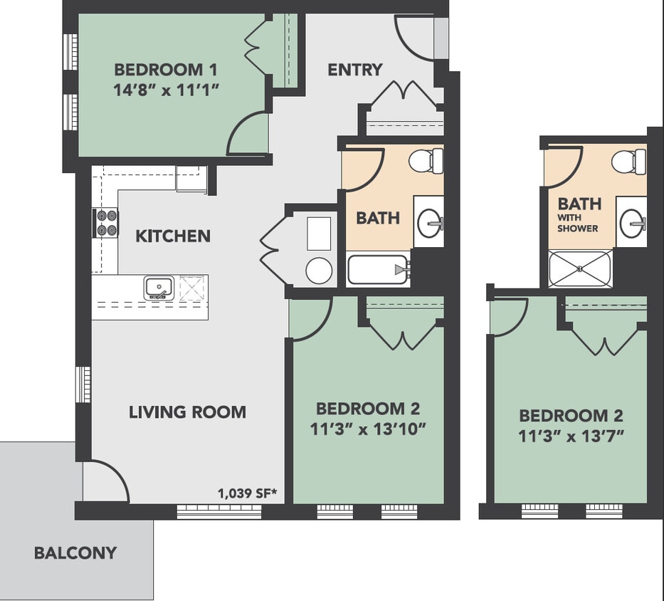 Floor Plan - Garden 2 Bedroom 