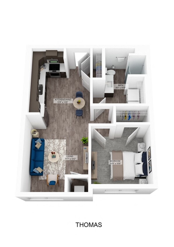 Floor Plan - Thomas (1 Bedroom)