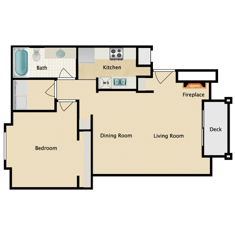 Floor Plan - 1 Bedroom 1 Bath