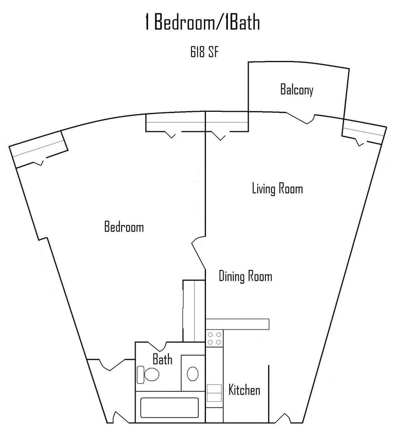 1x1 - 1 Bedroom- Retirement Community