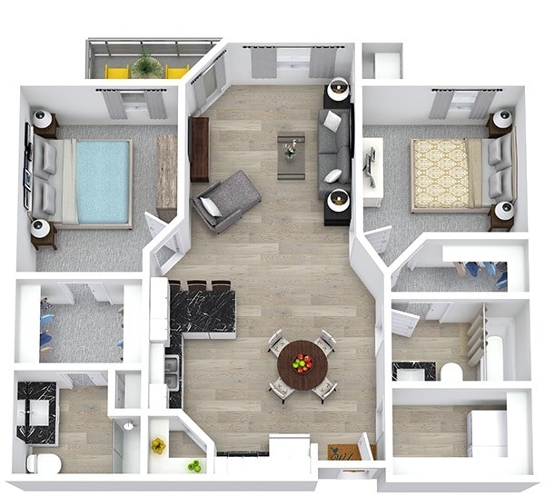 Floor Plan - 2 Bedroom 2 Bath