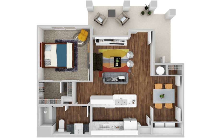 Floor Plan - One Bedroom - Goodman Cottage